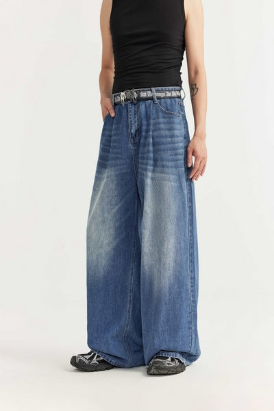 Pantalones Vaqueros Rectos Talla Alta para Hombre - Corte Ancho Lavado - Image 18