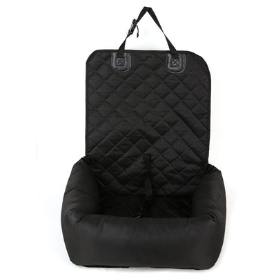 Brown and white patterned pet car seat with black trim and handles, designed for comfortable and secure pet travel. - Image 17