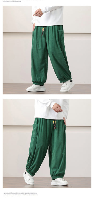 Pantalones Harem de Pana Otoño Estilo Chino para Hombre - Image 10