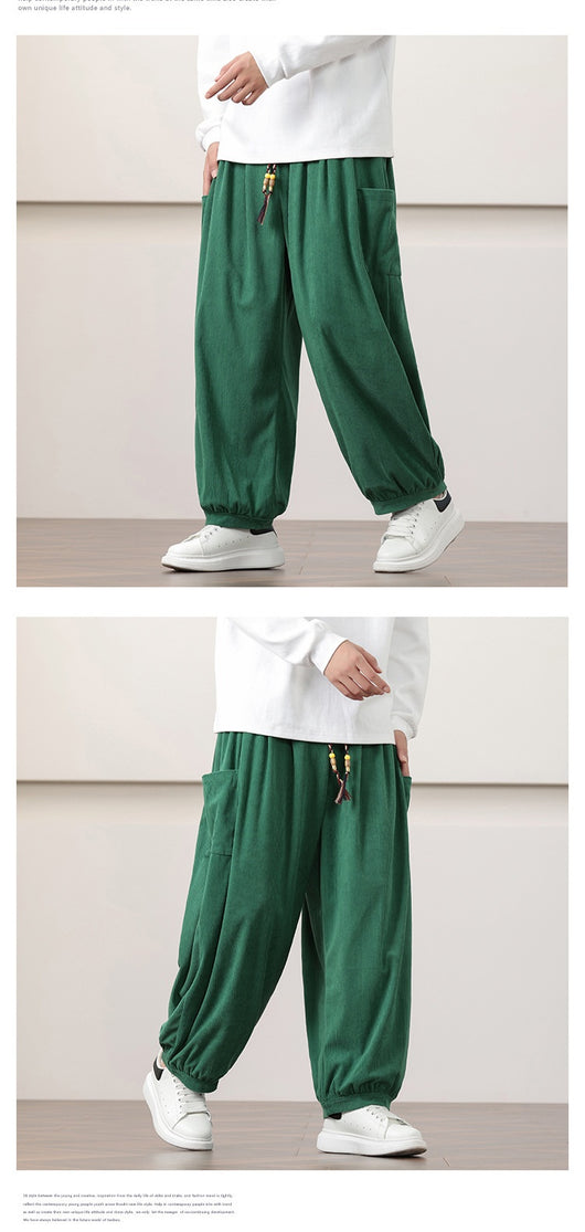 Pantalones Harem de Pana Otoño Estilo Chino para Hombre - Image 10