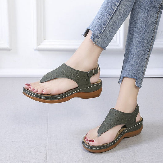Sandalias Cuña Mujer - Chanclas Cómodas Color Sólido - Image 31
