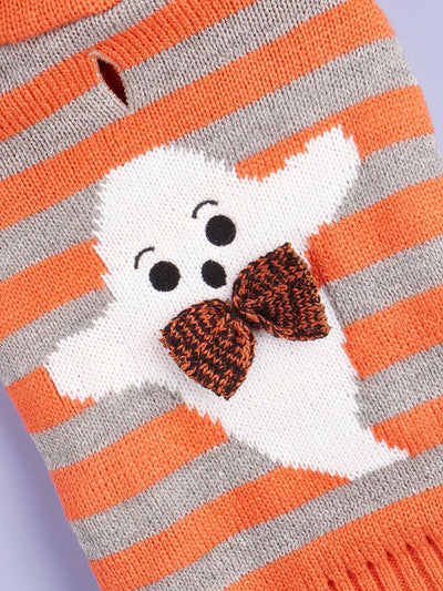 Suéter Tejido para Mascotas con Capucha, Rayas Bicolor y Pompón de Pelaje - Image 11