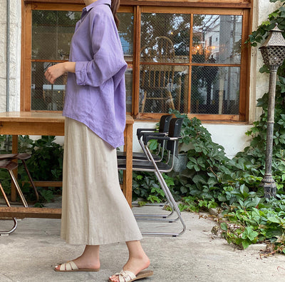 Blusa Vintage de Algodón y Lino Púrpura - Image 18