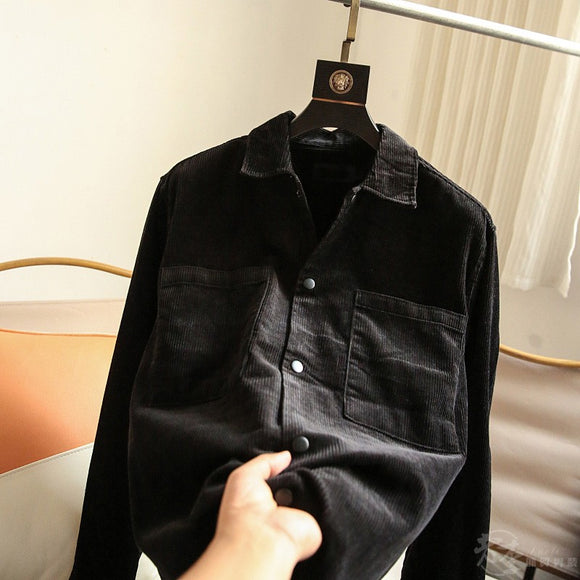 Camisa de Pana 100% Algodón para Hombre - Manga Larga Colores Sólidos