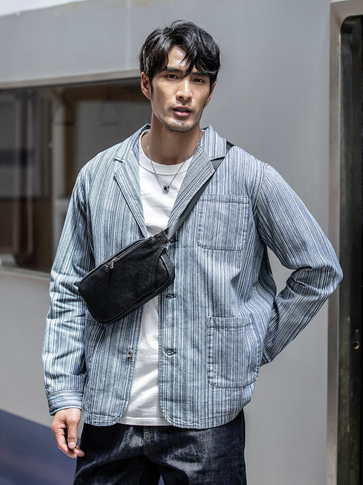 Bolsa Pectoral de Cuero Genuino para Hombre - Estilo Casual Versátil - Image 9