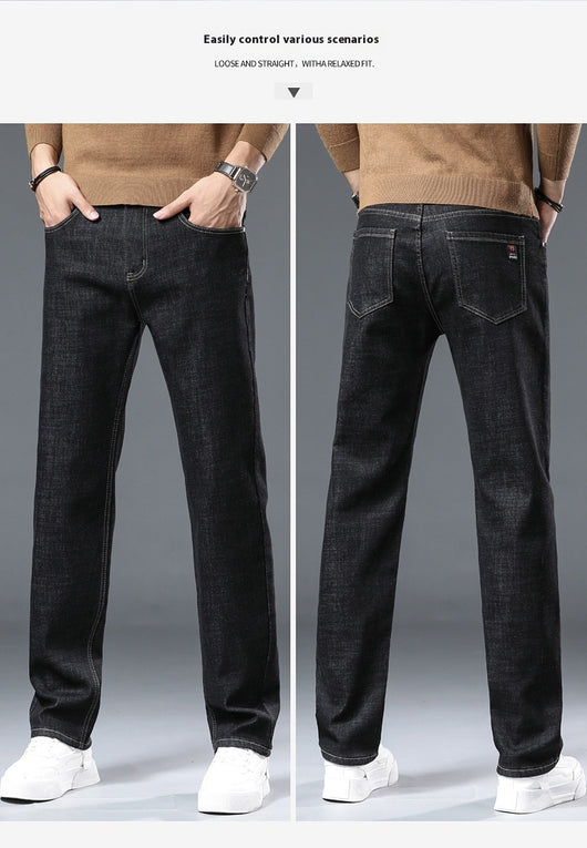Pantalones Vaqueros Gruesos Forrados en Fleece para Hombre Talla Grande - Image 35