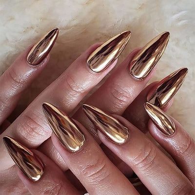Uñas Postizas de Almendra con Revestimiento Electroplaqueado - Estilo Europeo y Americano - Image 27