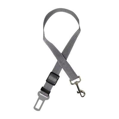 Pink adjustable dog car seat belt with a metal seatbelt buckle and a silver swivel snap hook. - Image 17