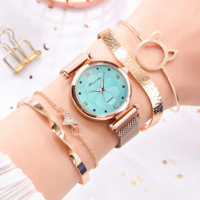 Set de Reloj para Dama con Correa de Malla de Aleación y Brazalete - Image 20
