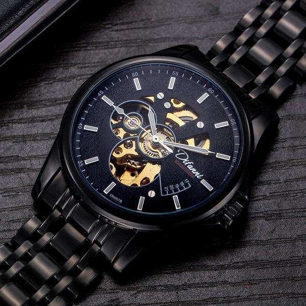 Reloj Automático de Acero Inoxidable con Correa de Moda Hipster