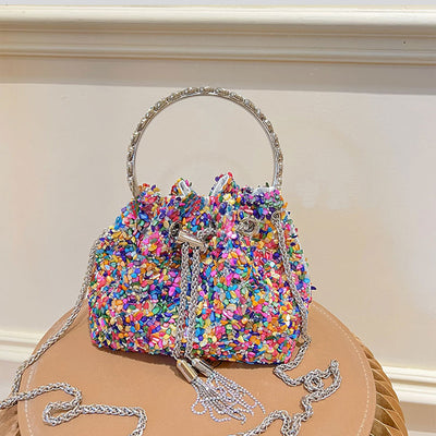Bolso de Hombro Tipo Cubo con Lentejuelas y Borlas Brillante - Image 12
