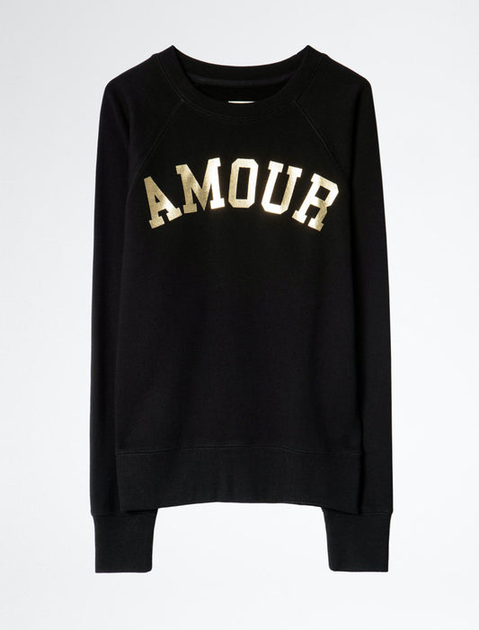 Sudadera Estampada AMOUR en Algodón Negro para Mujer
