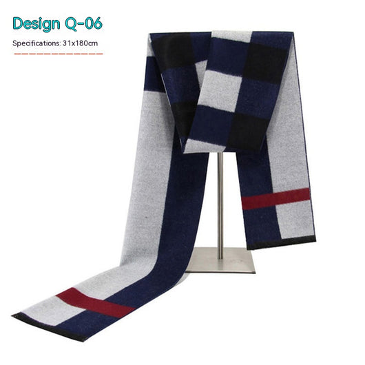 Bufanda de Invierno Rayada en Cashmira Artificial para Hombre - Image 6