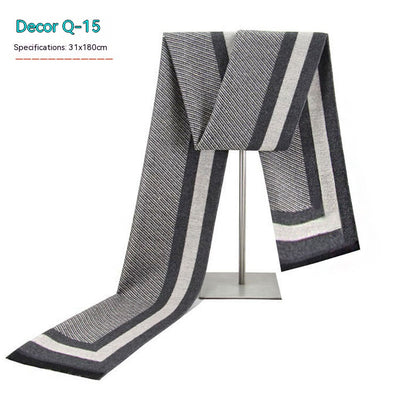 Bufanda de Invierno Rayada en Cashmira Artificial para Hombre - Image 15