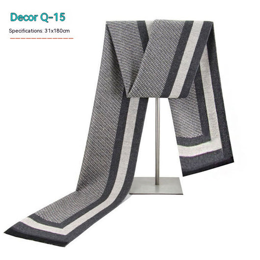 Bufanda de Invierno Rayada en Cashmira Artificial para Hombre - Image 15