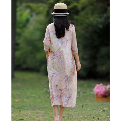 Vestido de Lino y Algodón Floral para Mujer - Colección Viajera Literaria - Image 6