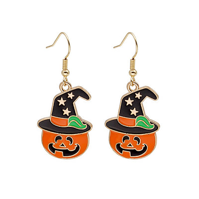 Aretes Halloween Calabaza Goteo de Aceite Aleación Joyería Espeluznante