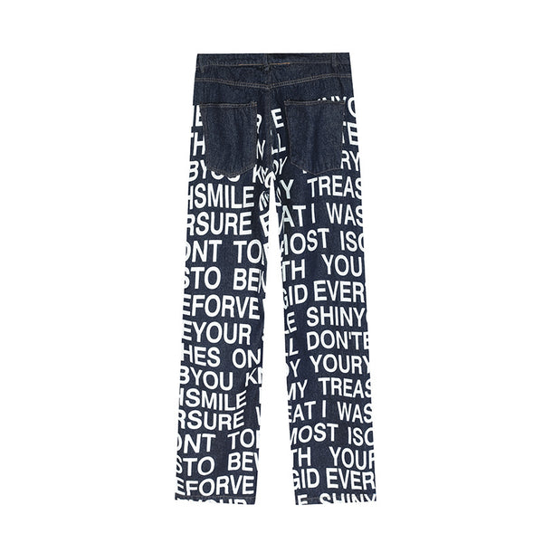 Jeans Casual Retro Americano WritingTrendy - Estilo Urbano Clásico