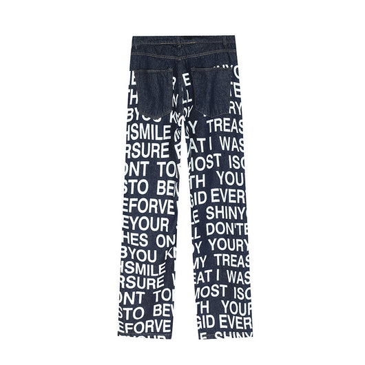 Jeans Casual Retro Americano WritingTrendy - Estilo Urbano Clásico