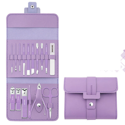 Kit Completo de 16 Herramientas de Manicura en Acero Inoxidable con Estuche PU - Image 2