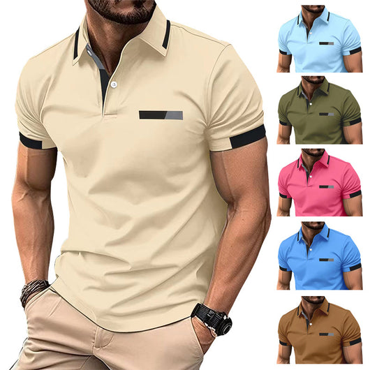 Polo Casual Hombre con Bolsillo Decorativo y Solapa - Camisa Business