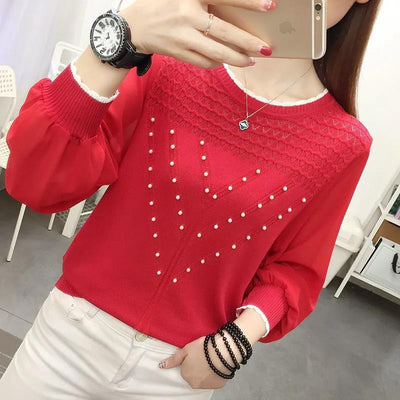Blusa Térmica de Seda de Hielo Tejida Manga Larga Cuello Redondo - Image 2