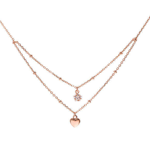 Collar Doble Estrella de Cinco Puntas en Plata 925 para Mujer