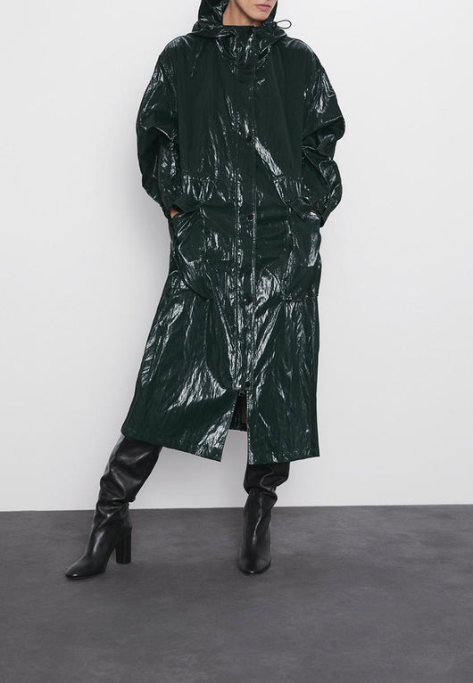 Abrigo Trench Plisado Brillante para Mujer - Elegancia Casual - Image 8