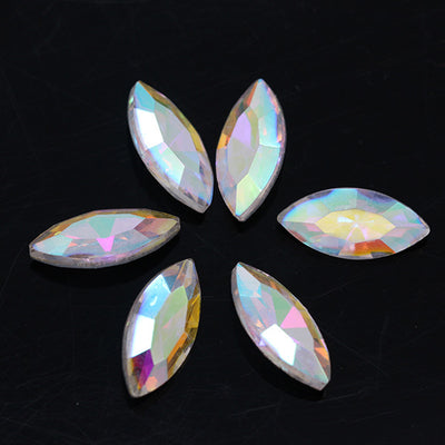 Diamante Suelto de Cristal Facetado Ojo de Caballo con Base Plateada - Image 6
