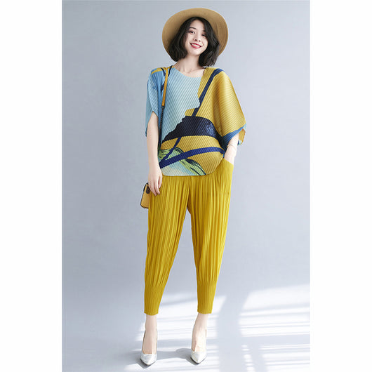 Blusa Corta de Gasa Plisada Irregular para Mujer - Image 9