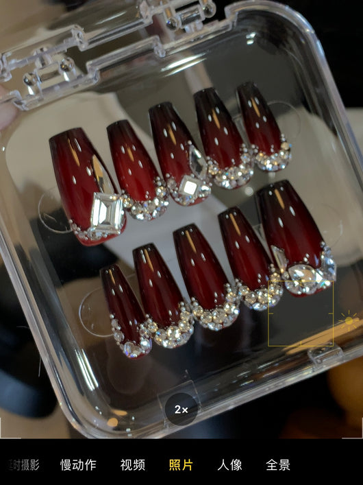 Uñas Postizas Castillo Rojo - Diseño Blanco Personalizable - Image 9