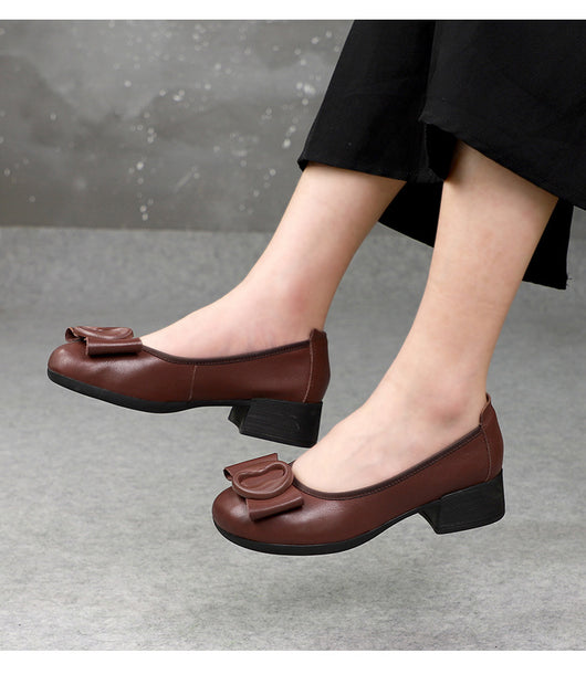 Zapatos Tipo Mocasín de Cuero Auténtico con Tacón Medio para Mujer - Image 16