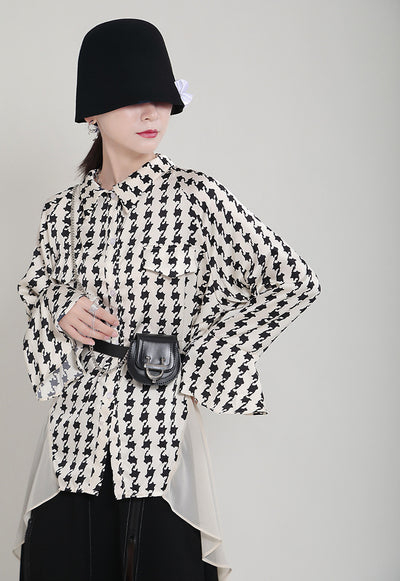 Vestido Camisero Estampado con Mangas Acampanadas Efecto Dos Piezas - Image 22