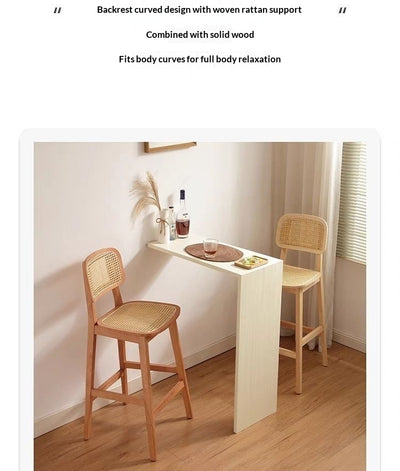 Taburete de Bar Ovalado en Ratán Tejido con Madera de Hule Maciza - Image 37