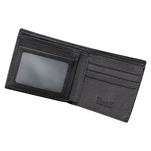 Billetera Bifold Corta para Hombre en Cuero Genuino de Res Negro - Image 5
