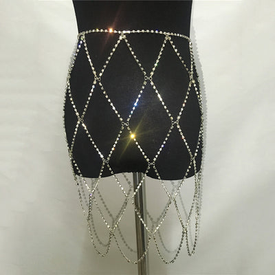Falda de Red Fishnet con Cadena Corporal para Nightclub - Image 3