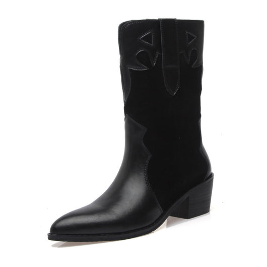 Botines de Tacón Bajo Punta Afilada con Estampado Lácteo - Image 4