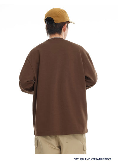 Camiseta Suelta de Cuello Redondo Manga Larga Básica para Hombre - Image 39