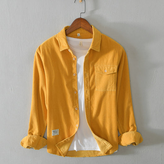Camisa Casual Holgada de Algodón para Hombre - Diseño Moderno con Solapas y Mangas Largas - Image 8