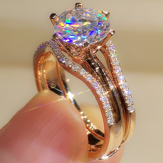 Anillo Doble en Oro 18K con Mosonita para Mujer - Juego de Pareja - Image 6