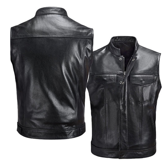 Chaleco de Cuero para Motociclista - Estilo Casual Tallas Grandes - Image 2