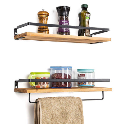 Repisa Flotante de Madera Suspendida - Estantería Mural para Baño, Cocina y Sala