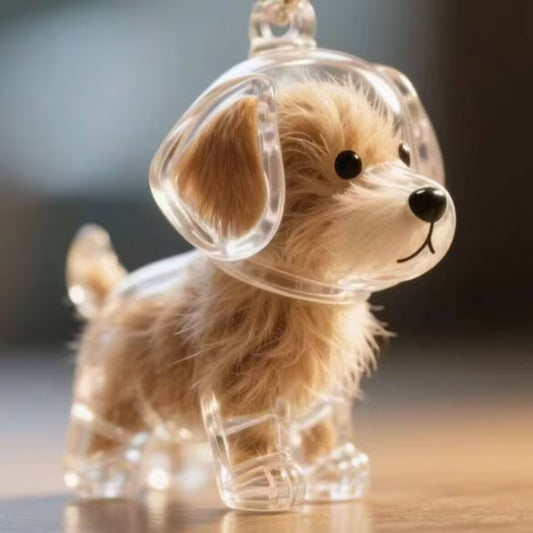 Caja Transparente de Almacenamiento para Peluche de Cachorro - Adorno Decorativo Antipolvo