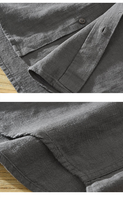 Camisa de Lino y Algodón Transpirable con Solapa de Manga Corta - Image 18