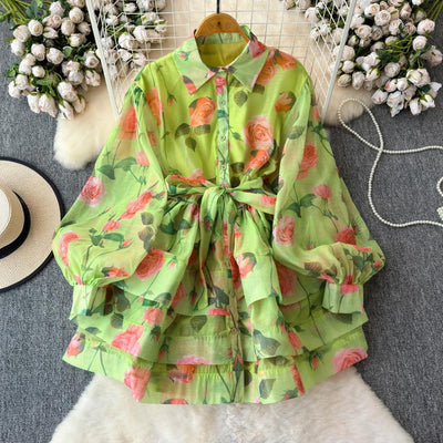 Jumpsuit Elegante con Cintura Ajustable, Volantes Escalonados y Detalles de Encaje Retro - Image 20