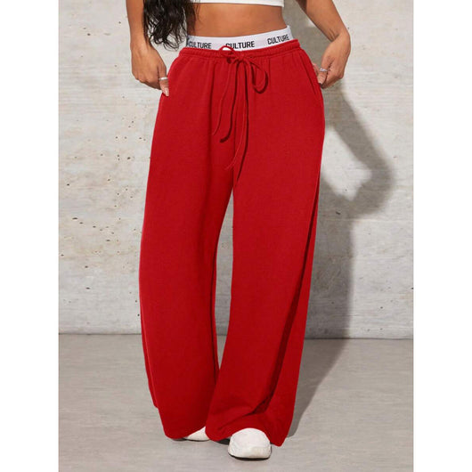 Pantalones Anchos Casual con Estampado de Letras para Mujer - Image 8