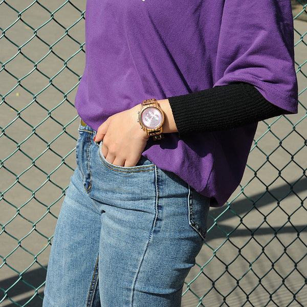 Reloj de Negocios Casual para Hombre con Textura de Madera