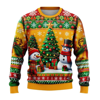 Suéter Navideño Muñeco de Nieve Estampado para Fiestas Cuello Redondo - Image 19