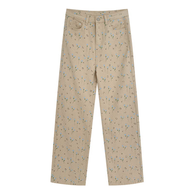 Jeans Retro Cintura Alta Floral Claro Holgado Recto Mujer - Image 6