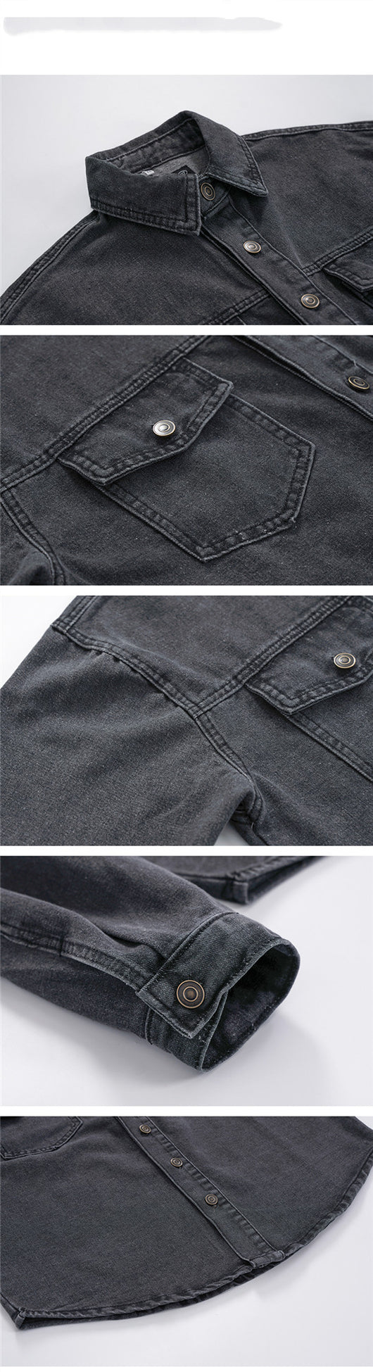 Chaqueta Camisa Denim Lavado Oversize para Hombre - Estilo Otoño - Image 5